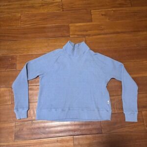 The North Face Cozy Chabot Mock Neck|Blue Flax Waffle Knit Top|Sz Wmns Med